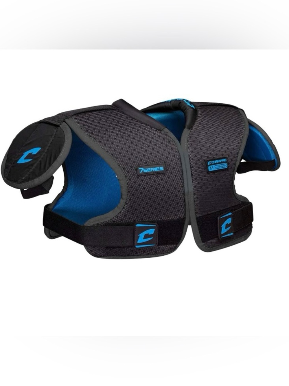 CHAMPRO 7 Series Lightweight Black Blue Shoulder Pads for Non-Contact Football M